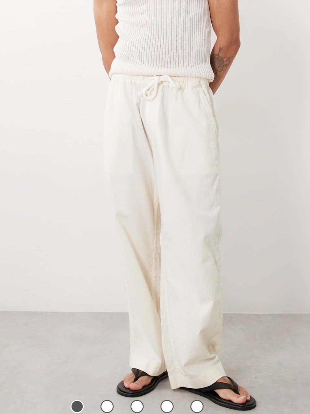 Abercrombie & Fitch cotton rich baggy seersucker pants in cream